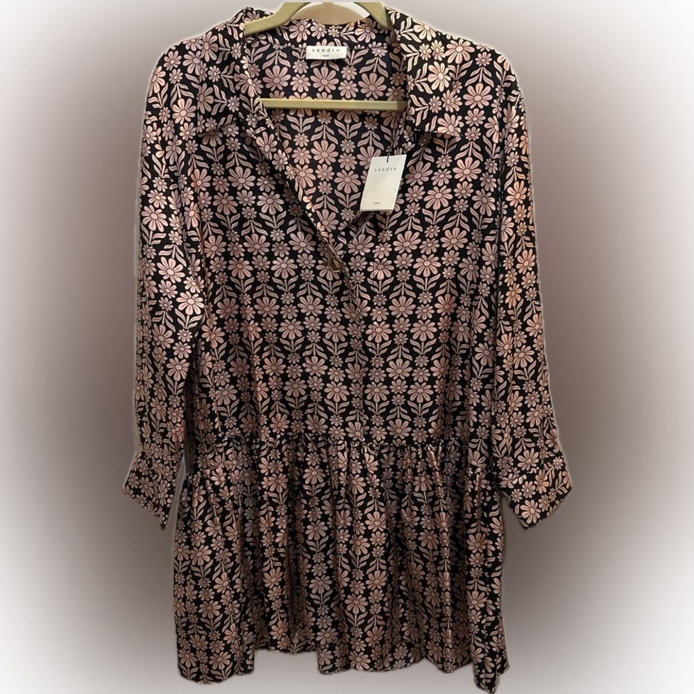 Sandro Floral dress in Black and Pink